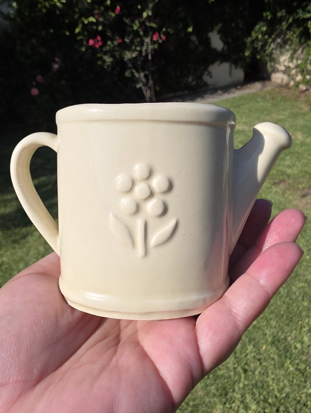 Ceramic Watering Can Planter Vase | Cottagecore Floral USA Pottery